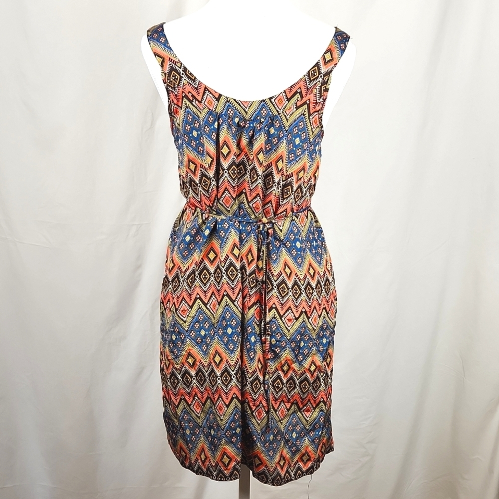 Geometric Aztec Sundress Mini Boho Coastal Whimsygoth Lightweight Blue Pink Sm - Picture 2 of 5
